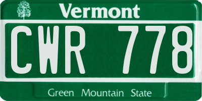 VT license plate CWR778
