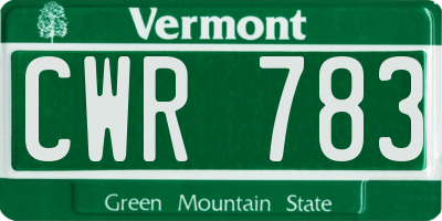 VT license plate CWR783