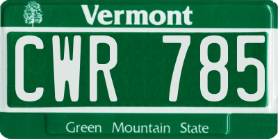 VT license plate CWR785