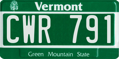 VT license plate CWR791