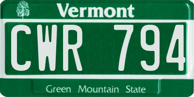 VT license plate CWR794