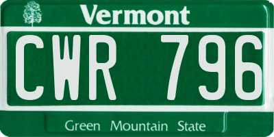 VT license plate CWR796