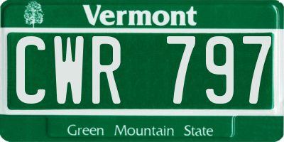 VT license plate CWR797