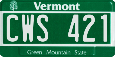VT license plate CWS421