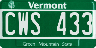 VT license plate CWS433