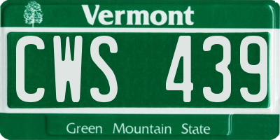 VT license plate CWS439
