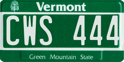 VT license plate CWS444