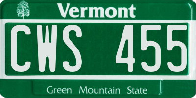 VT license plate CWS455