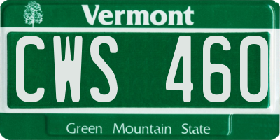 VT license plate CWS460