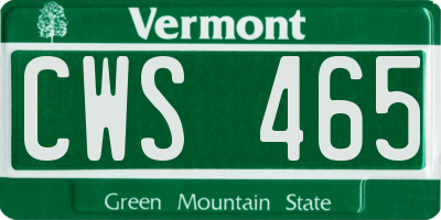 VT license plate CWS465