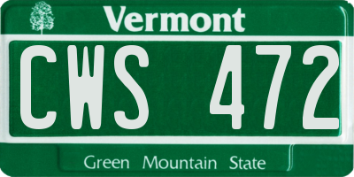 VT license plate CWS472