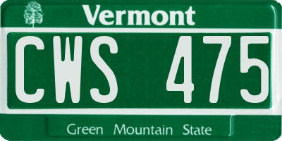 VT license plate CWS475