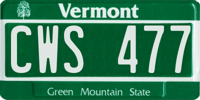 VT license plate CWS477