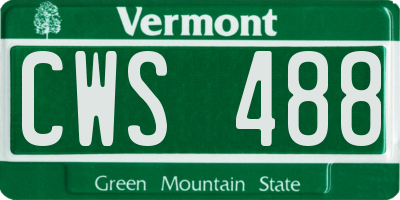 VT license plate CWS488