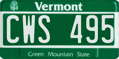 VT license plate CWS495