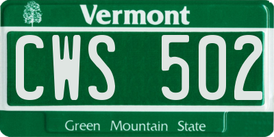VT license plate CWS502