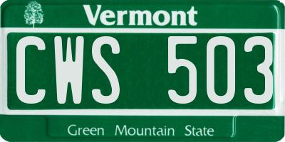 VT license plate CWS503