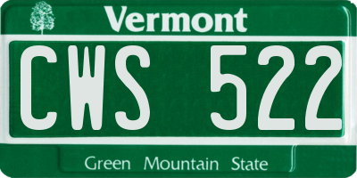 VT license plate CWS522