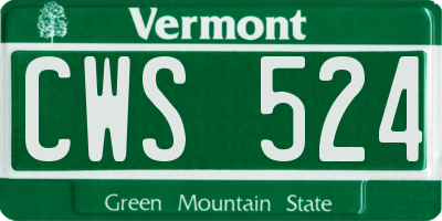 VT license plate CWS524