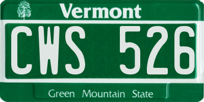 VT license plate CWS526