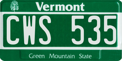 VT license plate CWS535