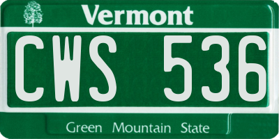VT license plate CWS536