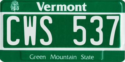 VT license plate CWS537