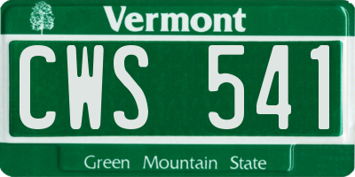 VT license plate CWS541
