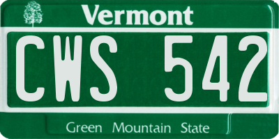VT license plate CWS542