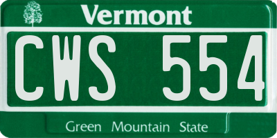 VT license plate CWS554