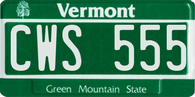 VT license plate CWS555