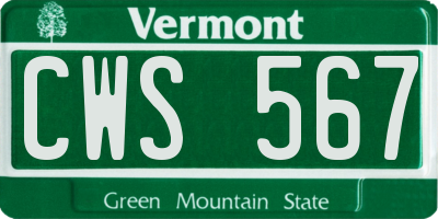 VT license plate CWS567