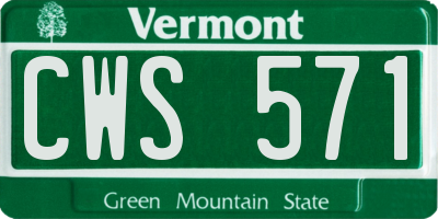 VT license plate CWS571