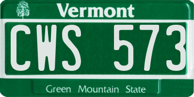 VT license plate CWS573