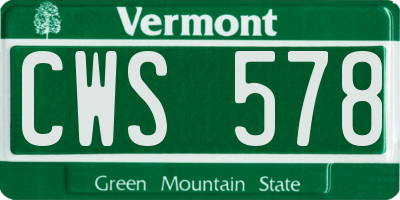VT license plate CWS578
