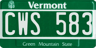VT license plate CWS583