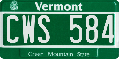 VT license plate CWS584