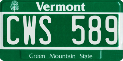 VT license plate CWS589