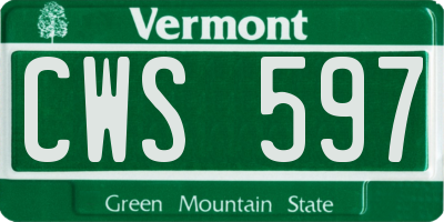 VT license plate CWS597