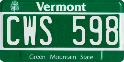 VT license plate CWS598