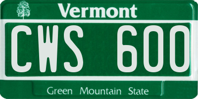 VT license plate CWS600