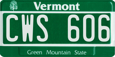 VT license plate CWS606