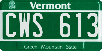VT license plate CWS613