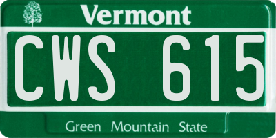 VT license plate CWS615