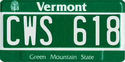 VT license plate CWS618