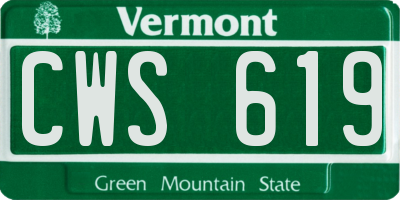 VT license plate CWS619