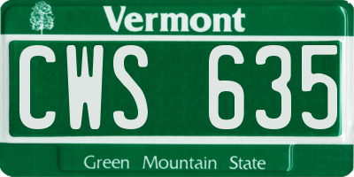 VT license plate CWS635