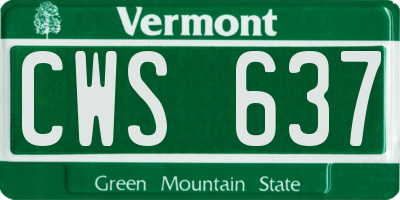 VT license plate CWS637