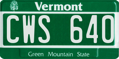VT license plate CWS640