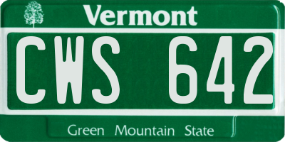 VT license plate CWS642